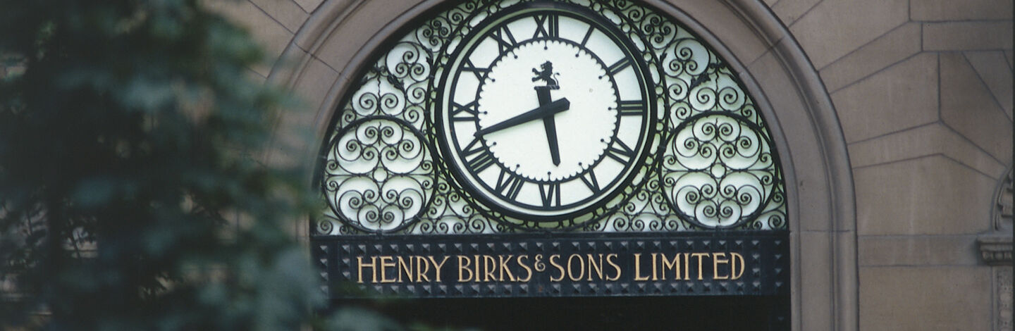 Clock on the Maison Birks Flagship store in Montreal